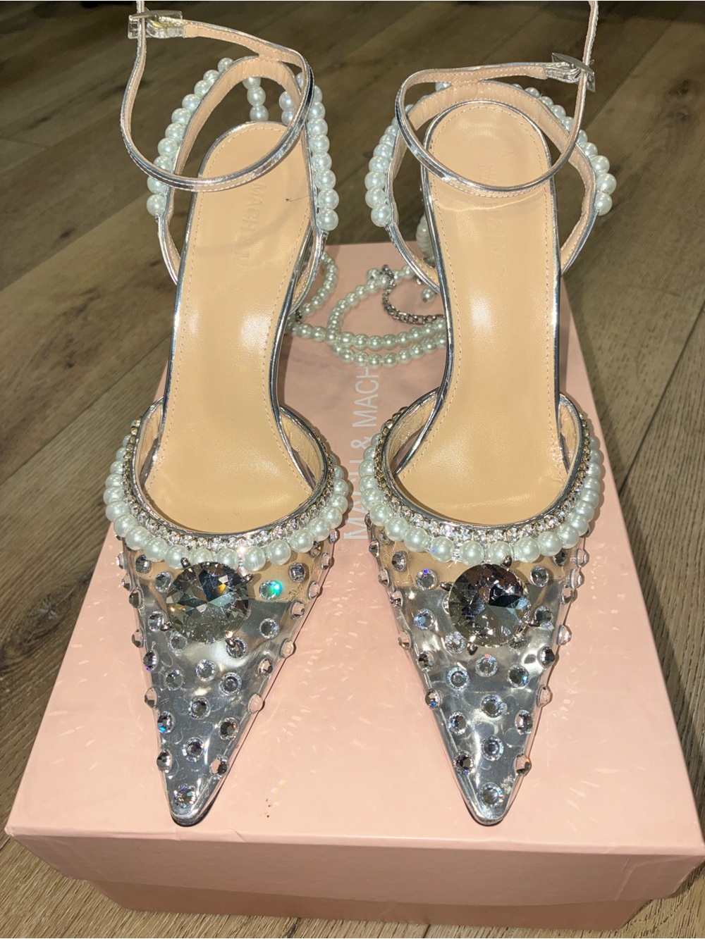 Mach & Mach Diamond of Elizabeth PVC pearl anklet rhinestone pointed toe size 37